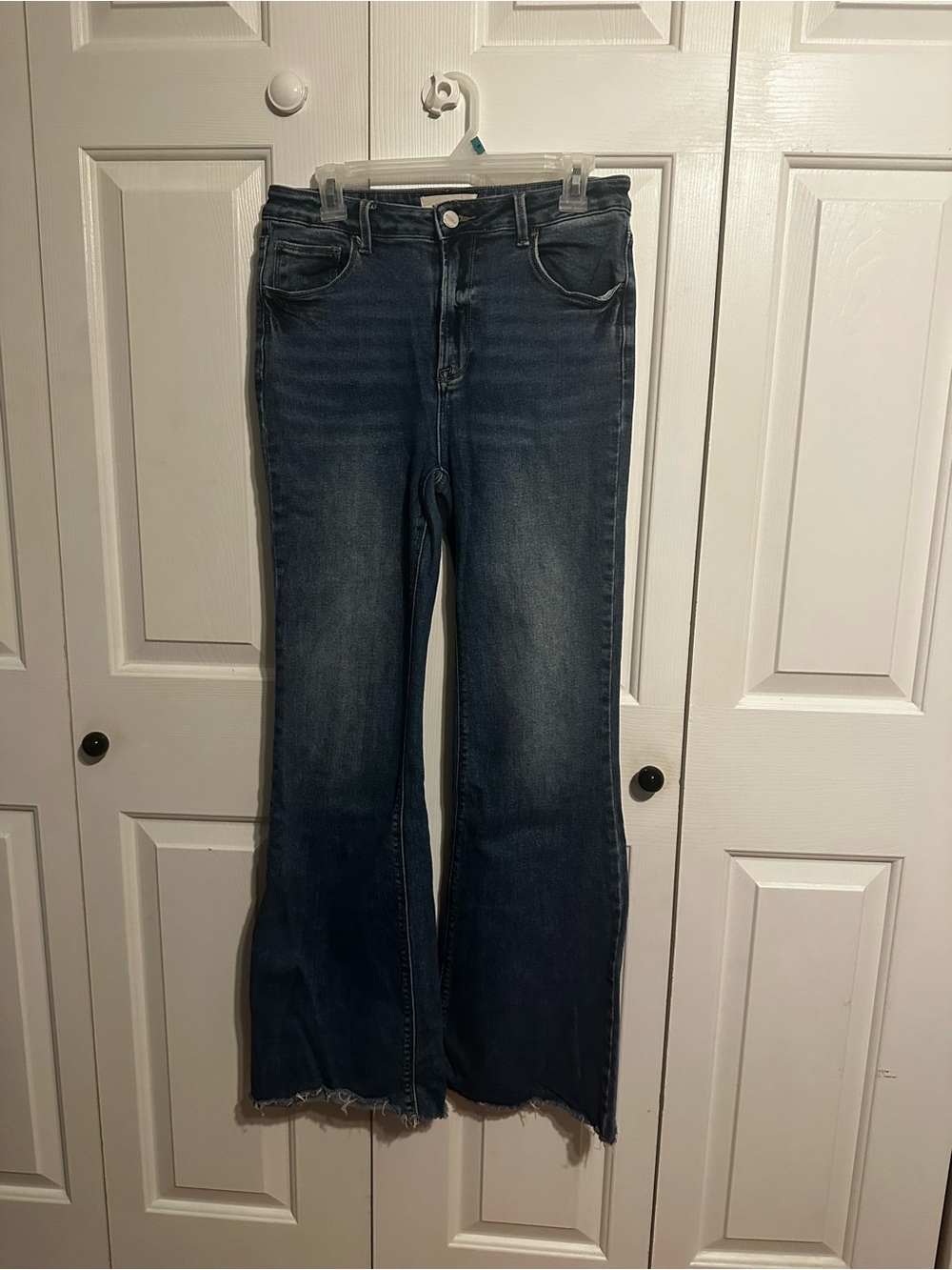 Risen Womens Dark Blue Flared Jeans